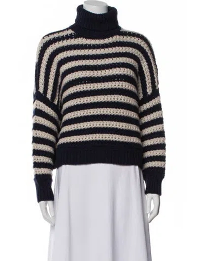 Pre-owned Brunello Cucinelli Virgin Wool Striped Sweater In Neutral