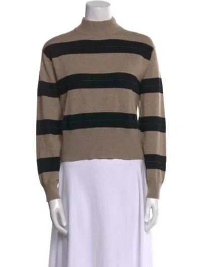 Pre-owned Brunello Cucinelli Virgin Wool Striped Sweater In Neutral