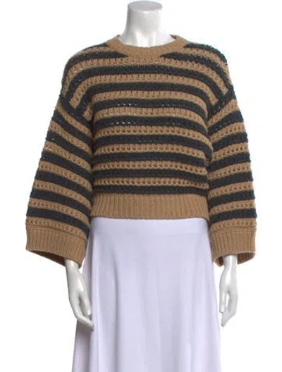 Pre-owned Brunello Cucinelli Virgin Wool Striped Sweater In Neutral