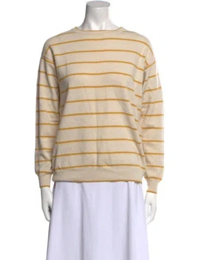 Pre-owned Brunello Cucinelli Virgin Wool Striped Sweater In Neutral