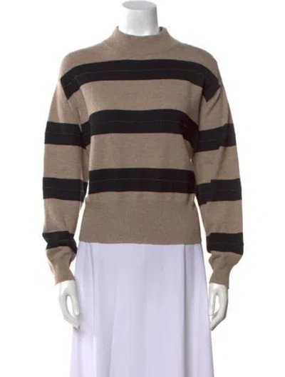 Pre-owned Brunello Cucinelli Virgin Wool Striped Sweater In Neutral