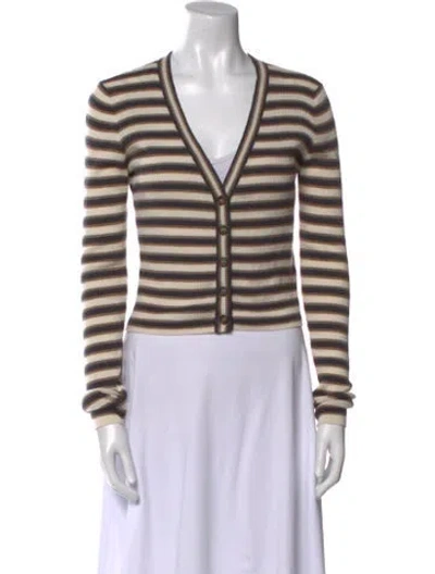 Pre-owned Brunello Cucinelli Virgin Wool Striped Sweater In Neutral