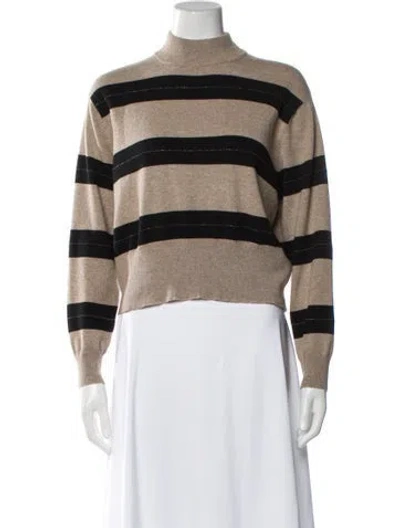 Pre-owned Brunello Cucinelli Virgin Wool Striped Sweater In Neutral