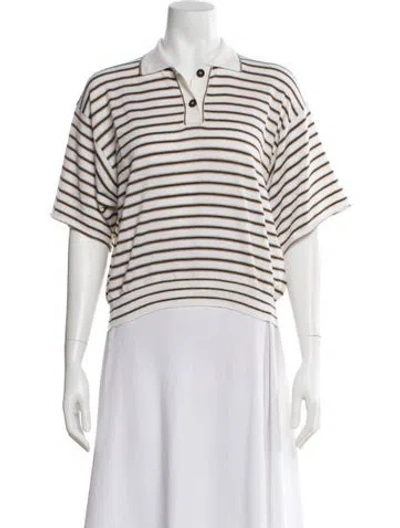 Pre-owned Brunello Cucinelli Virgin Wool Striped Sweater In Neutral