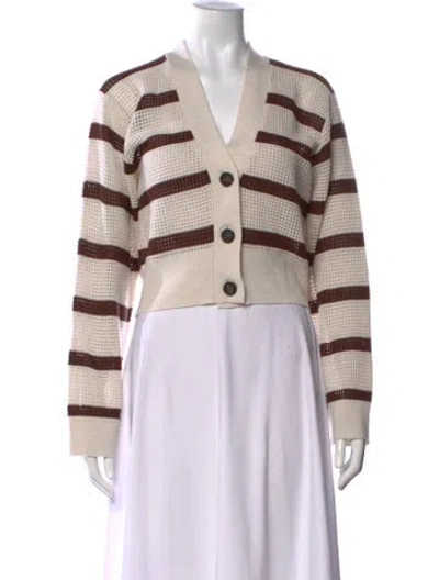 Pre-owned Brunello Cucinelli Virgin Wool Striped Sweater In Neutrals