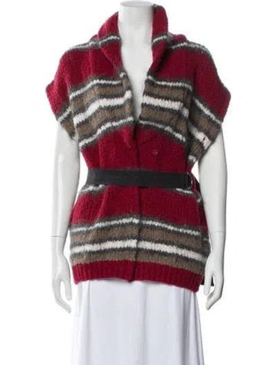 Pre-owned Brunello Cucinelli Virgin Wool Striped Sweater In Red