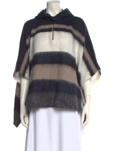 Pre-owned Brunello Cucinelli Virgin Wool Striped Sweater W/ Tags In Blue