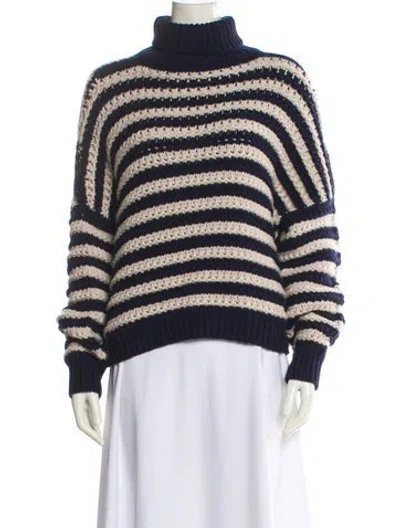 Pre-owned Brunello Cucinelli Virgin Wool Striped Sweater In White