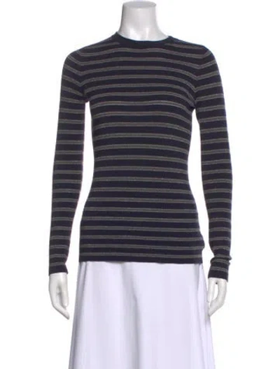Pre-owned Brunello Cucinelli Virgin Wool Striped Top In Blue