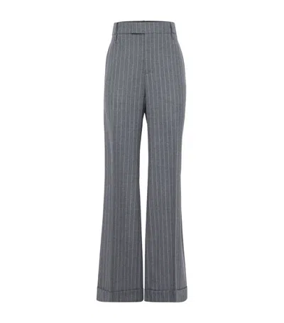 Brunello Cucinelli Virgin Wool Striped Trousers In Medium Grey
