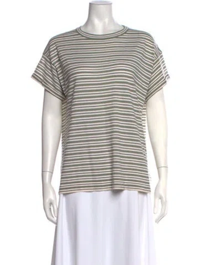 Pre-owned Brunello Cucinelli Virgin Wool Striped T-shirt In Brown