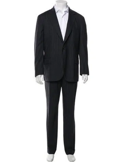 Pre-owned Brunello Cucinelli Virgin Wool Striped Two-piece Suit In Black