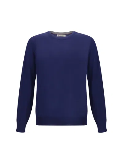 Brunello Cucinelli Virgin Wool Sweater In Blue