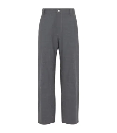 Brunello Cucinelli Virgin Wool Tailored Trousers In Grey