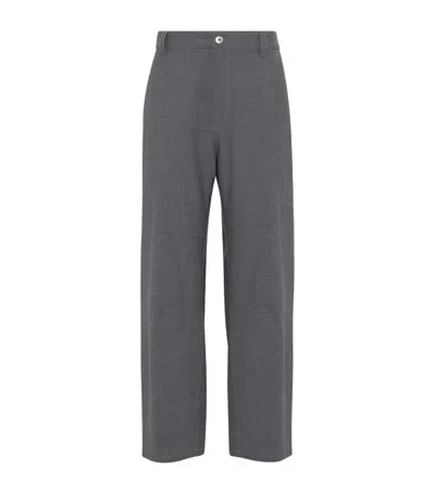 Brunello Cucinelli Mélange-effect Trousers In Grey