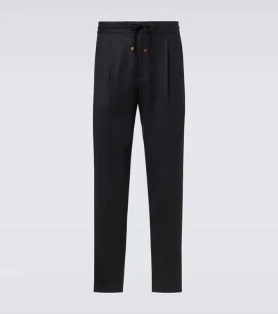 Brunello Cucinelli Virgin Wool Tapered Pants In Black