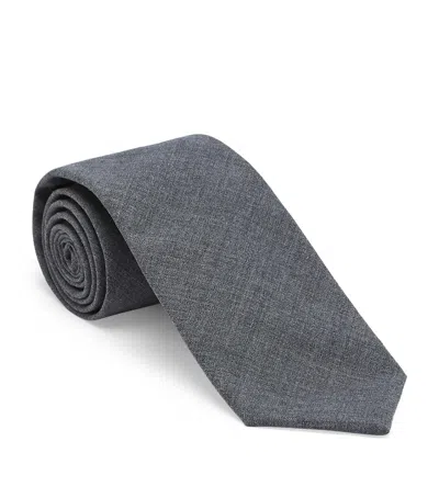 Brunello Cucinelli Virgin Wool Tie In Grey