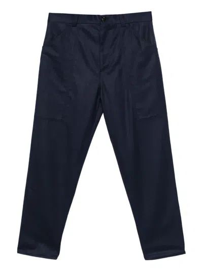 Brunello Cucinelli Tapered Brushed-wool Trousers In Blue