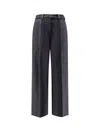 Brunello Cucinelli Women Virgin Wool Trousers With Belt In Black