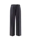 Brunello Cucinelli Women Virgin Wool Trousers With Belt In Black