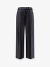 Brunello Cucinelli Women Virgin Wool Trousers With Belt In Black