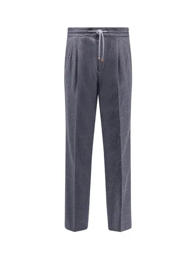 BRUNELLO CUCINELLI VIRGIN WOOL TROUSERS WITH DRAWSTRING