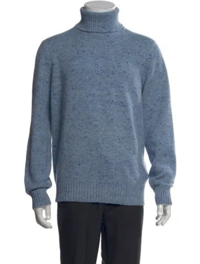 Pre-owned Brunello Cucinelli Virgin Wool Turtleneck Pullover In Blue