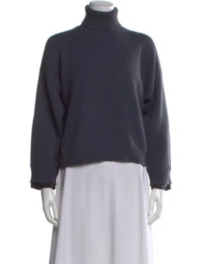 Pre-owned Brunello Cucinelli Virgin Wool Turtleneck Sweater In Blue
