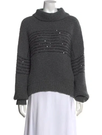 Pre-owned Brunello Cucinelli Virgin Wool Turtleneck Sweater In Gray