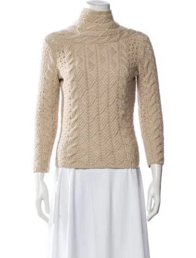 Pre-owned Brunello Cucinelli Virgin Wool Turtleneck Sweater In Neutral