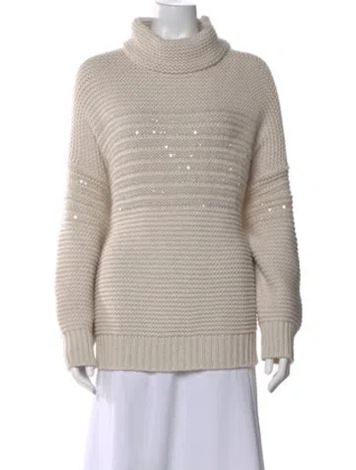 Pre-owned Brunello Cucinelli Virgin Wool Turtleneck Sweater In Neutral