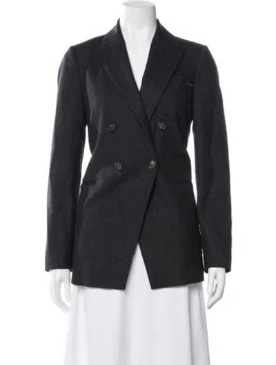 Pre-owned Brunello Cucinelli Virgin Wool Tweed Pattern Blazer In Gray