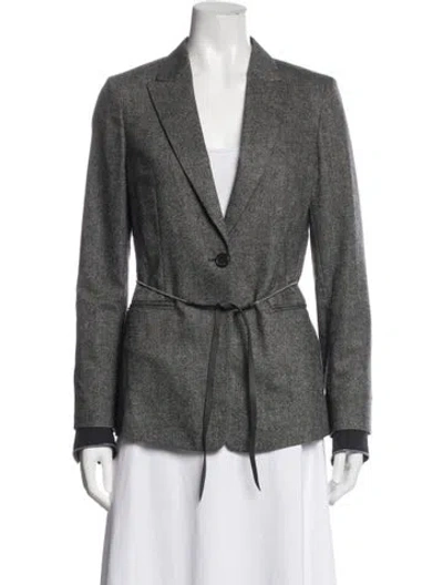 Pre-owned Brunello Cucinelli Virgin Wool Tweed Pattern Blazer In Grey