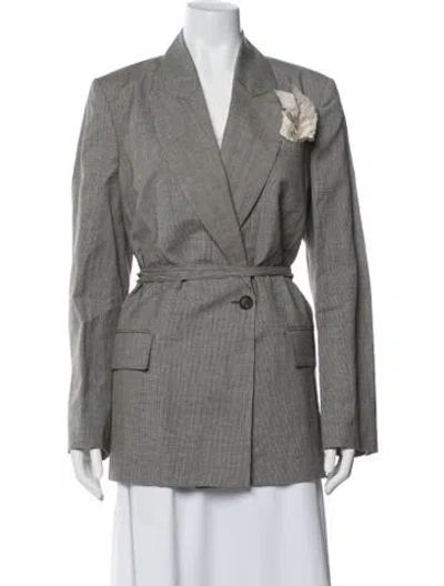 Pre-owned Brunello Cucinelli Virgin Wool Tweed Pattern Blazer W/ Tags In Gray