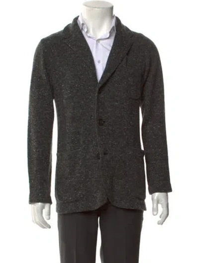 Pre-owned Brunello Cucinelli Virgin Wool Tweed Pattern Cardigan In Grey