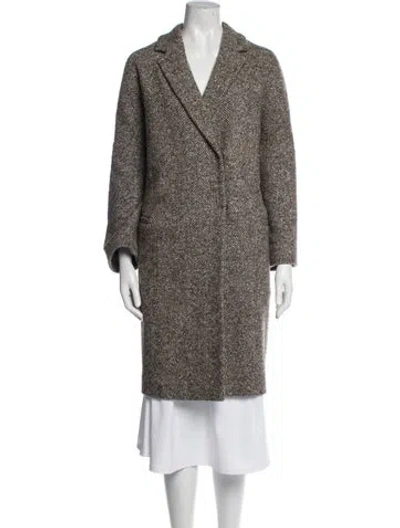 Pre-owned Brunello Cucinelli Virgin Wool Tweed Pattern Coat In Brown