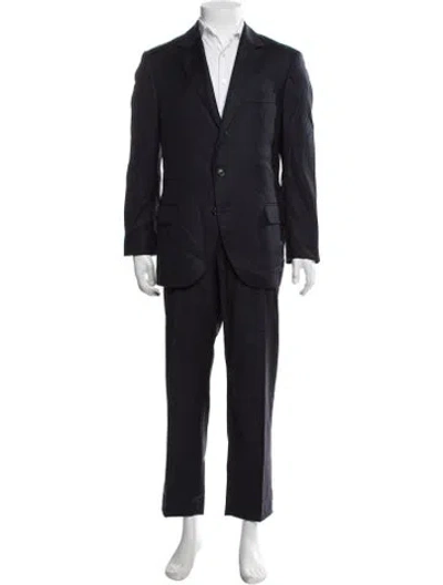 Pre-owned Brunello Cucinelli Virgin Wool Two-piece Suit In Black/blue