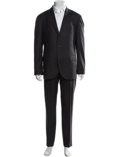 Pre-owned Brunello Cucinelli Virgin Wool Two-piece Suit In Black/blue