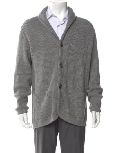 Pre-owned Brunello Cucinelli Virgin Wool V-neck Cardigan In Gray