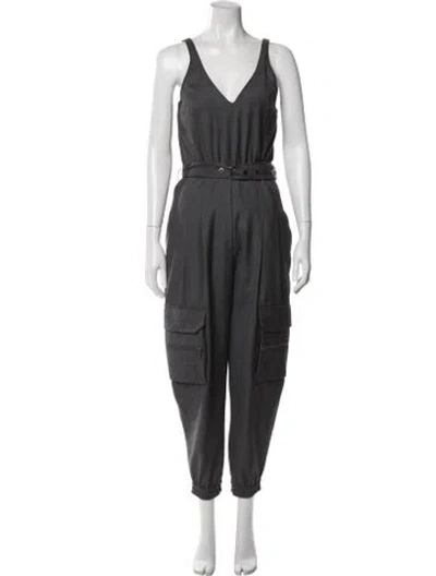 Pre-owned Brunello Cucinelli Virgin Wool V-neck Jumpsuit In Gray