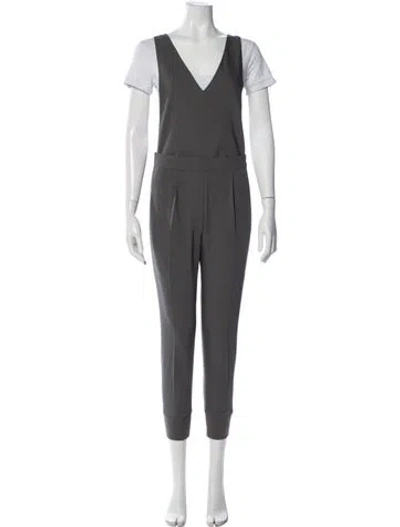 Pre-owned Brunello Cucinelli Virgin Wool V-neck Jumpsuit In Gray