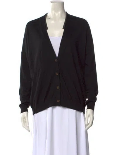 Pre-owned Brunello Cucinelli Virgin Wool V-neck Sweater In Black