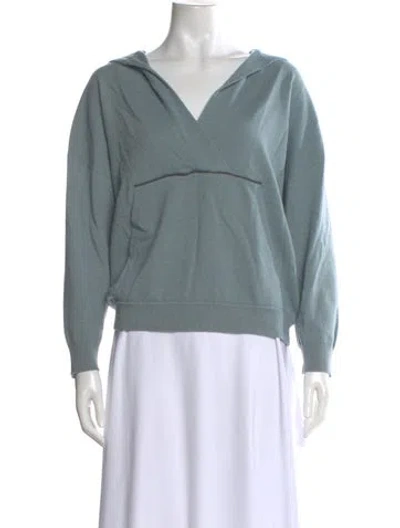 Pre-owned Brunello Cucinelli Virgin Wool V-neck Sweater In Blue