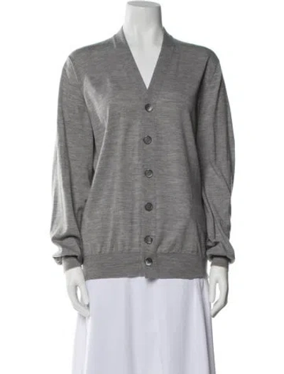 Pre-owned Brunello Cucinelli Virgin Wool V-neck Sweater In Blue