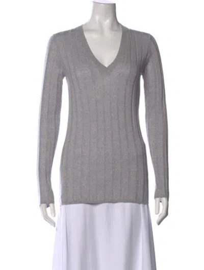 Pre-owned Brunello Cucinelli Virgin Wool V-neck Sweater In Gray