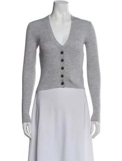Pre-owned Brunello Cucinelli Virgin Wool V-neck Sweater In Gray