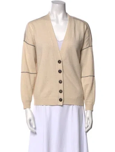 Pre-owned Brunello Cucinelli Virgin Wool V-neck Sweater In Neutral