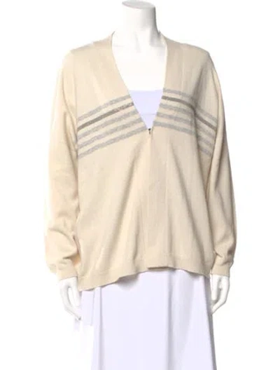 Pre-owned Brunello Cucinelli Virgin Wool V-neck Sweater In Neutral