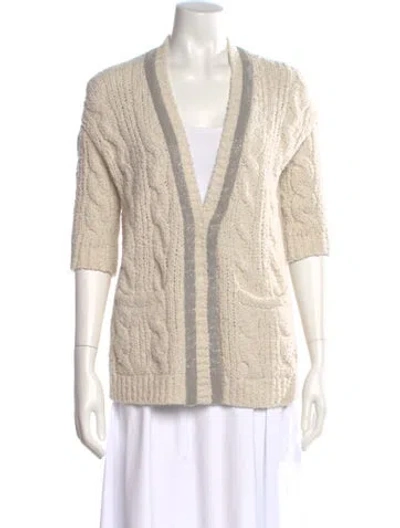 Pre-owned Brunello Cucinelli Virgin Wool V-neck Sweater In Neutral