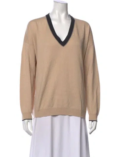 Pre-owned Brunello Cucinelli Virgin Wool V-neck Sweater In Neutral
